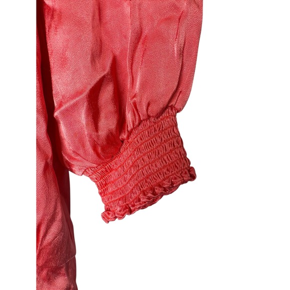 Saylor Zulu Pink Gathered Puff Sleeve Mini Dress Women's Size L Party Cocktail - Picture 10 of 10